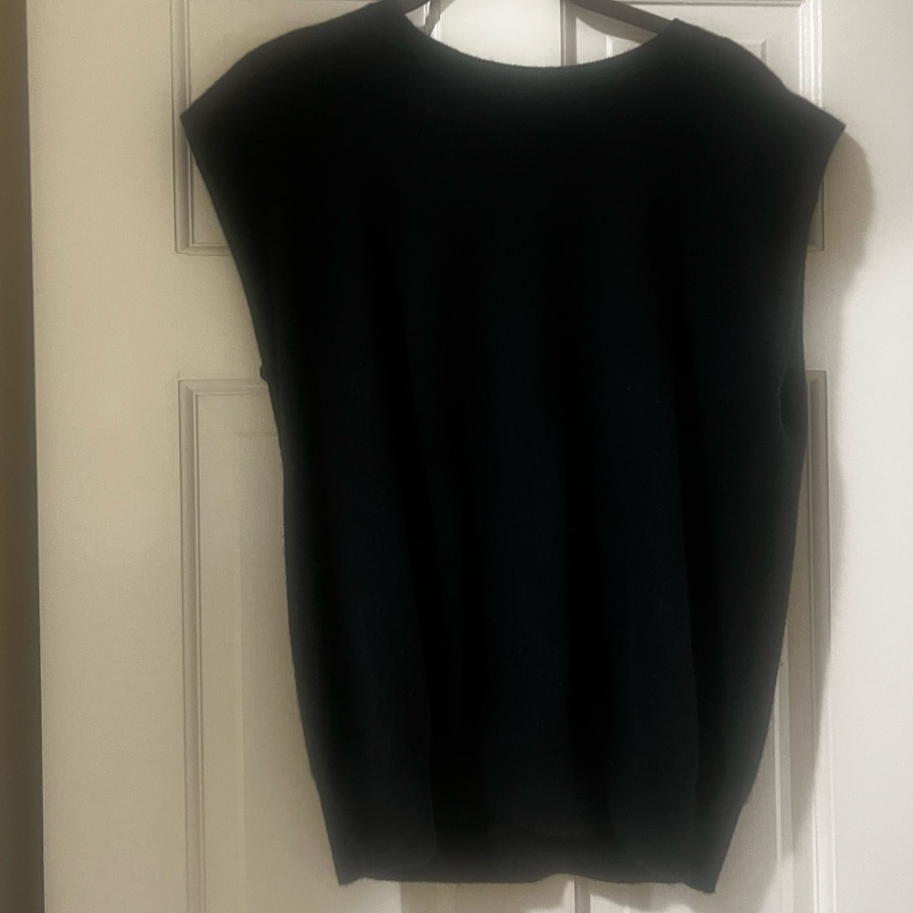 Banana Republic Black Cashmere Padded Shoulder Top.